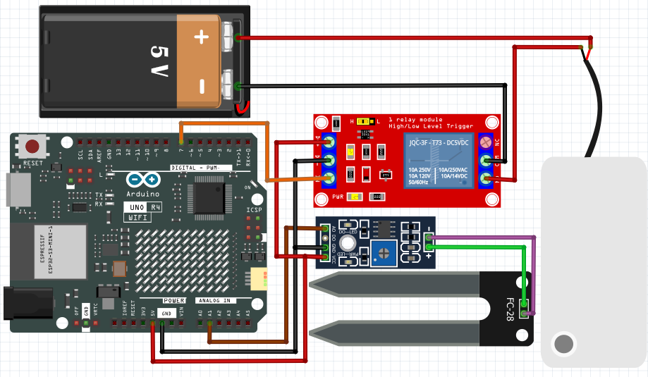 Circuit Diagram of Plant Watering System Using Arduino Circuit Diagram of Plant Watering System Using Arduino