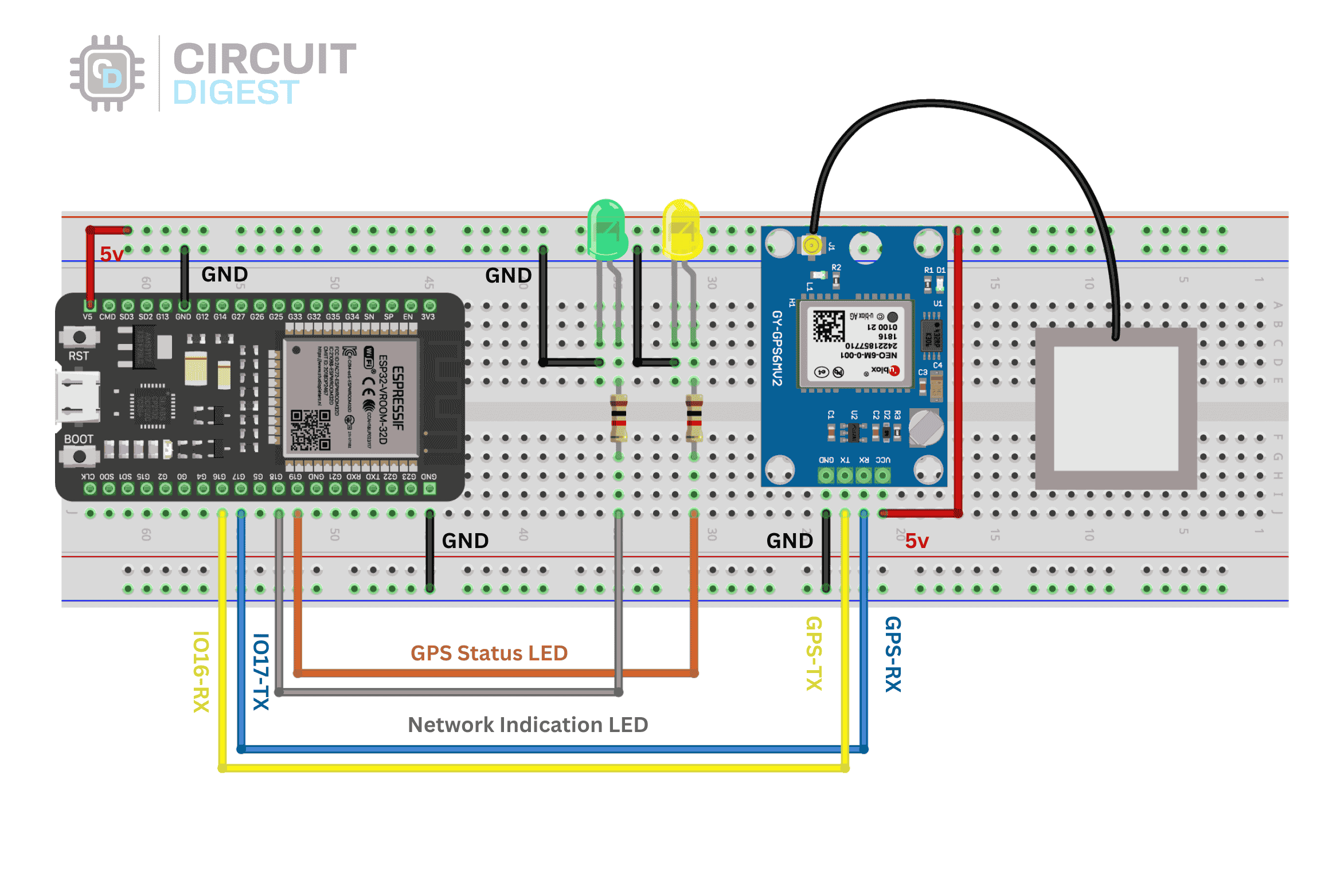 GPS Tracker Circuit Diagram using ESP32 GPS Tracker Circuit Diagram using ESP32