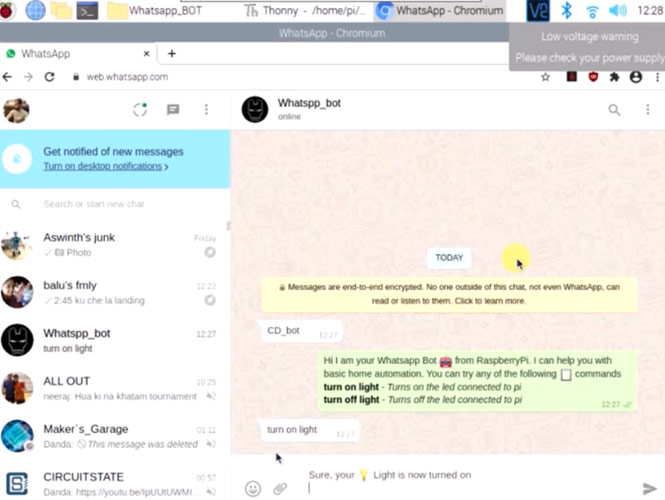 WhatsApp Bot for Home Automation