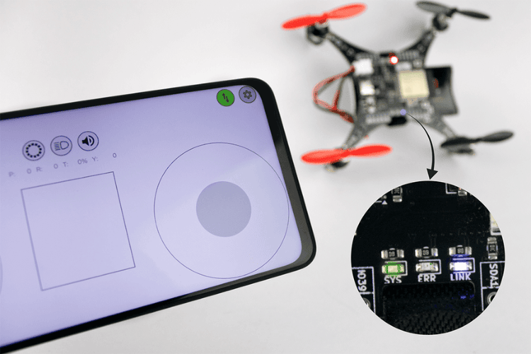 Green LED Blink Indicating LiteWing Drone and App Connection