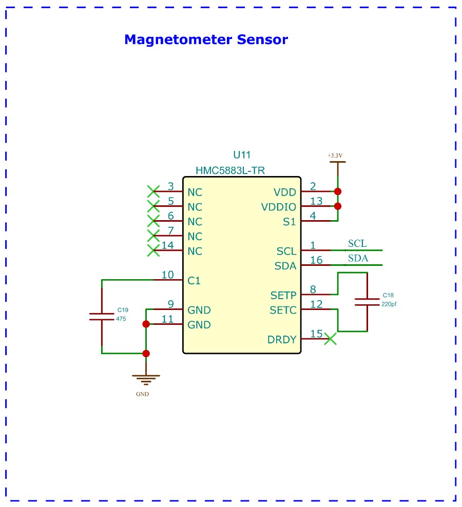 ESP32 Smart Watch  Magnetometer Sensor Circuit Diagram