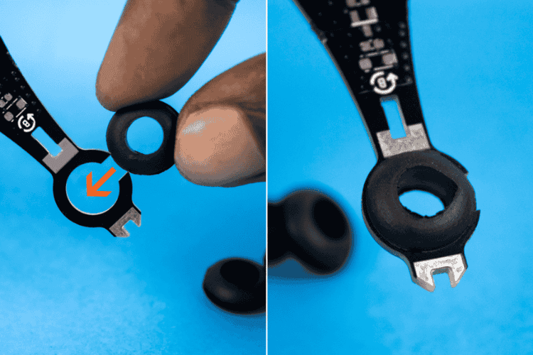 Rubber grommets fitted into PCB motor slots