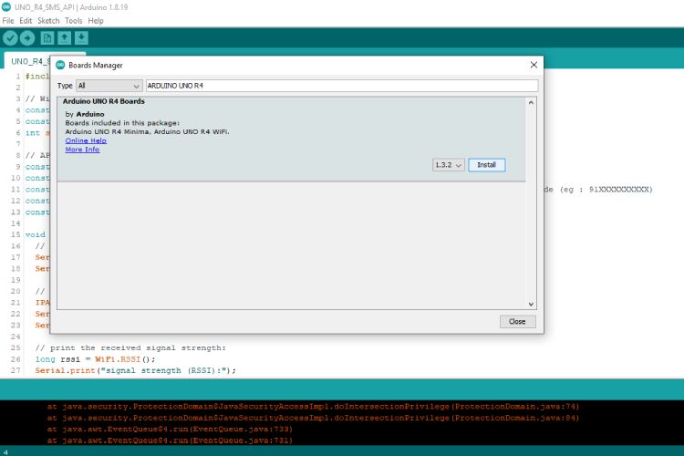 Searching for Arduino UNO R4 WiFi