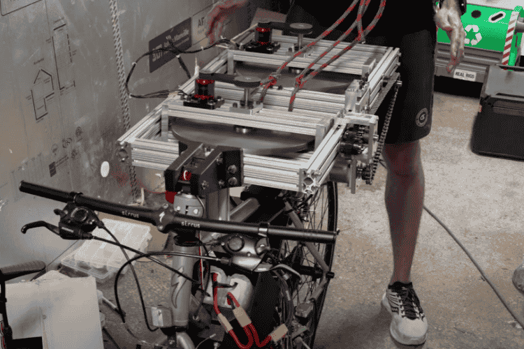 A Self Balancing Bicycle using Gyroscopic Stabilization