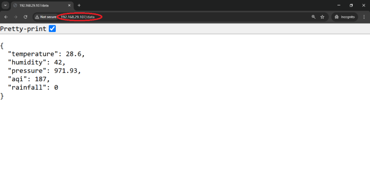 sending the Weather Data in JSON Format for Weather Monitoring System