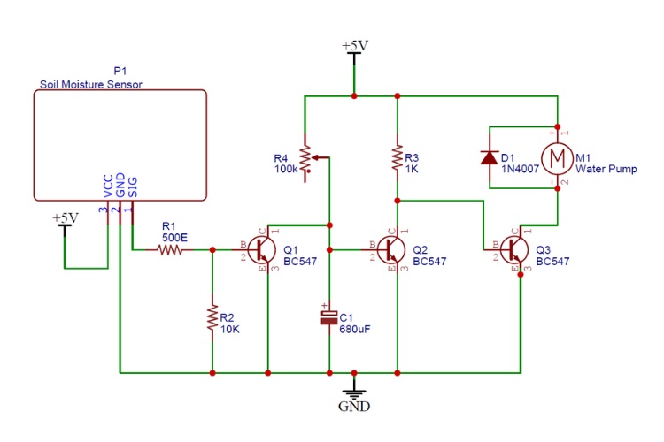 Circuit Diagram of Automatic Plant Watering System