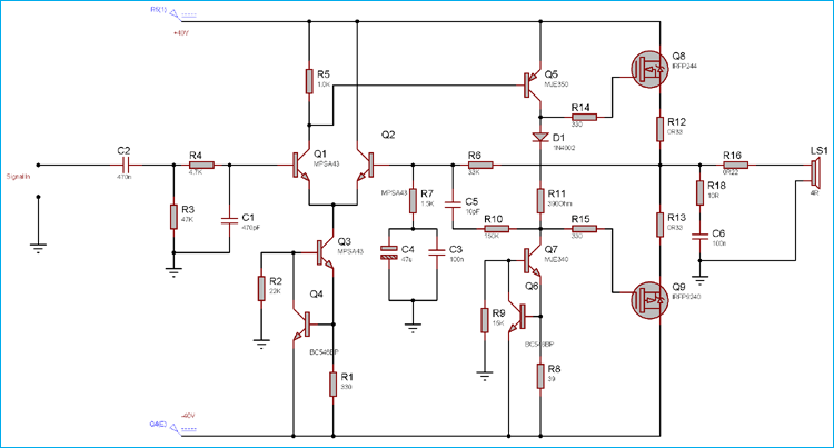 100 Watt Power Amplifier Circuit using MOSFET 100 Watt Power Amplifier Circuit using MOSFET