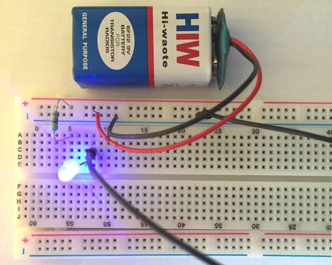 Simple LED Circuit on Breadboard Simple LED Circuit on Breadboard