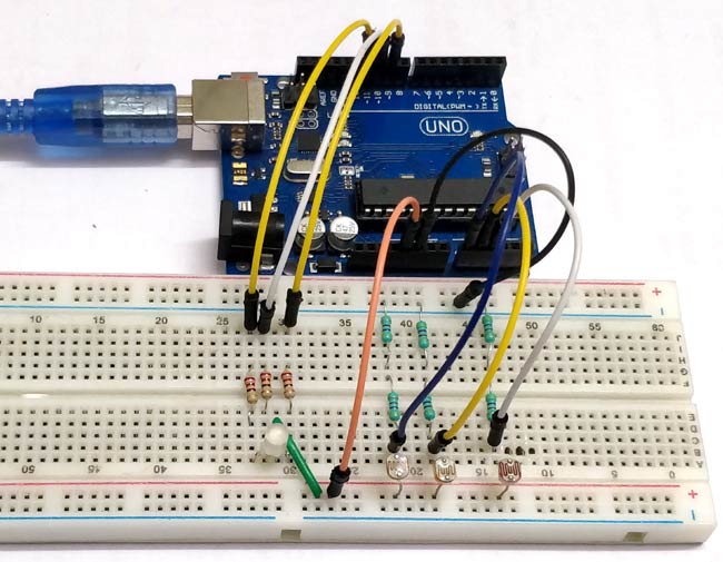 Arduino Color Mixing Lamp using RGB and LDR Arduino Color Mixing Lamp using RGB and LDR