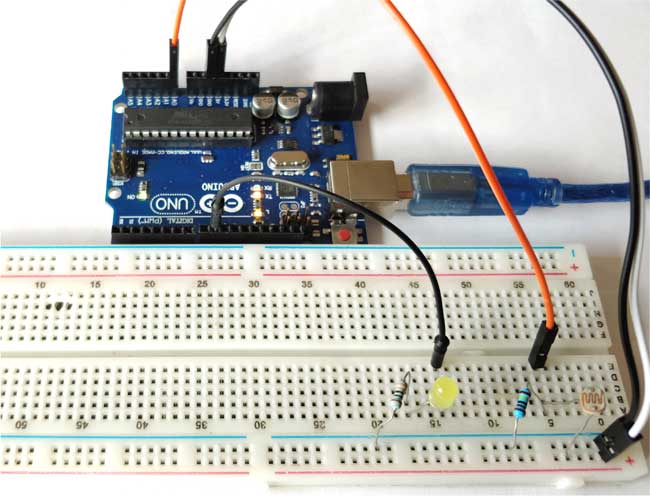 Arduino Light Sensor Circuit using LDR Arduino Light Sensor Circuit using LDR