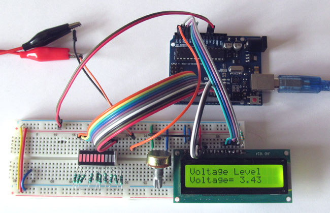 Battery Voltage Indicator using Arduino and LED Bar Graph Battery Voltage Indicator using Arduino and LED Bar Graph