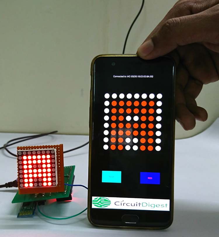 Bluetooth Controlled 8x8 LED Wireless Sign Board Display on PCB Bluetooth Controlled 8x8 LED Wireless Sign Board Display on PCB