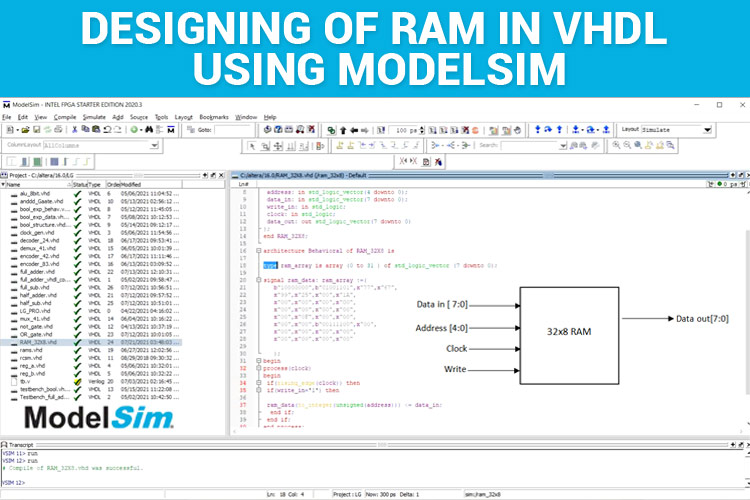 Designing of RAM in VHDL using ModelSim Designing of RAM in VHDL using ModelSim