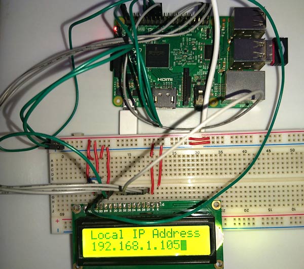 Display IP Address of Raspberry Pi on 16x2 LCD using Python Display IP Address of Raspberry Pi on 16x2 LCD using Python