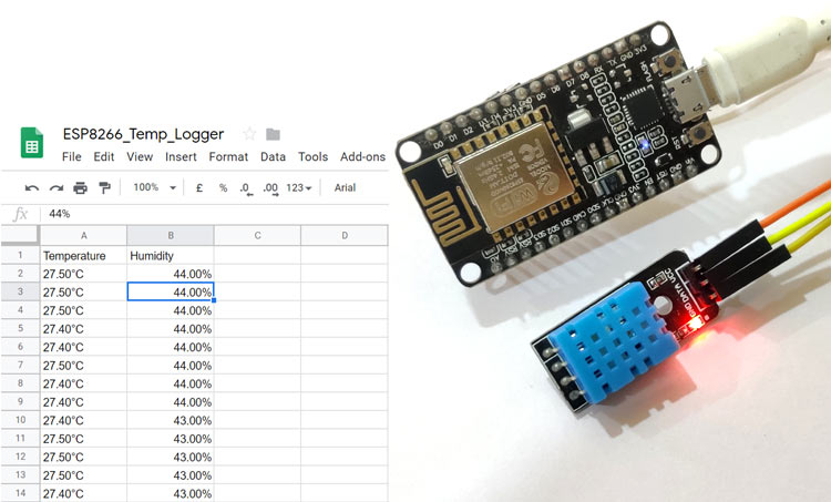 Log Temperature Sensor Data to Google Sheet using NodeMCU ESP8266 Log Temperature Sensor Data to Google Sheet using NodeMCU ESP8266