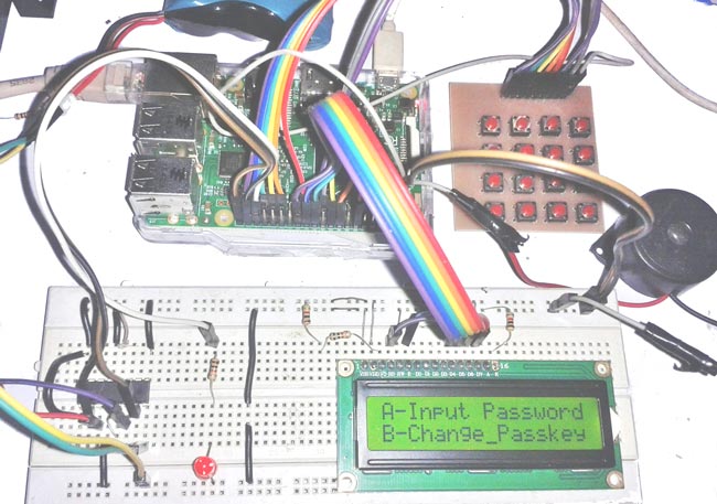 Raspberry Pi Digital Code Lock on Breadboard Raspberry Pi Digital Code Lock on Breadboard