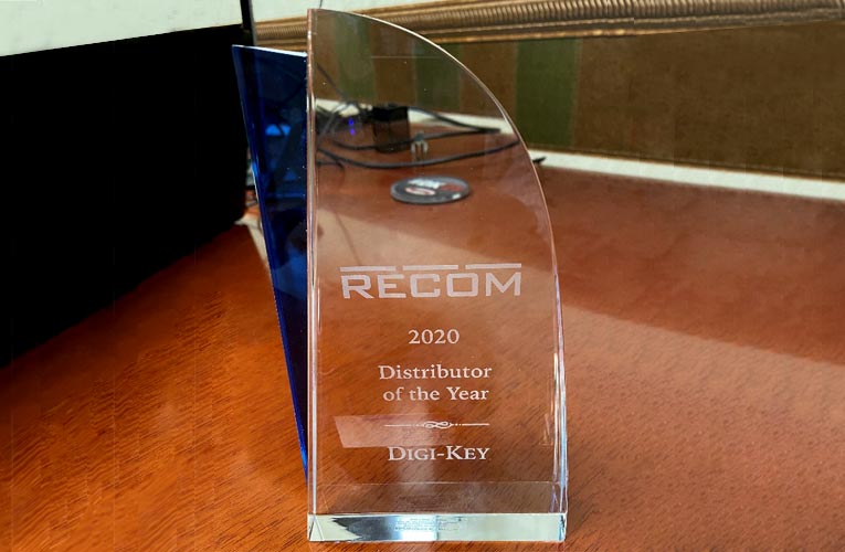 Digi-Key Electronics Recognized with the Distributor of the Year Award 2020 Digi-Key Electronics Recognized with the Distributor of the Year Award 2020