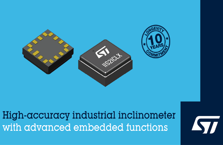 IIS2ICLX Digital Inclinometer from STMicroelectronics IIS2ICLX Digital Inclinometer from STMicroelectronics