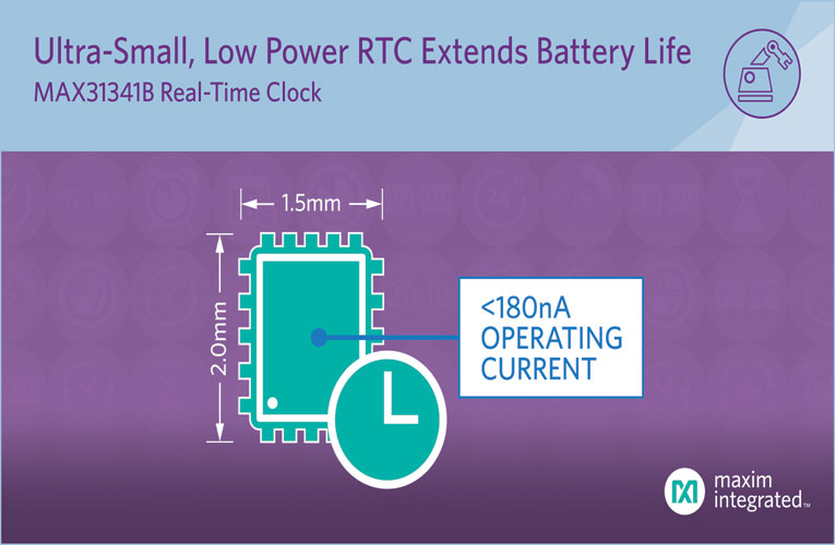 Maxim nanoPower Real-Time Clock Offers Smaller Package & Longer Battery Life Maxim nanoPower Real-Time Clock Offers Smaller Package & Longer Battery Life