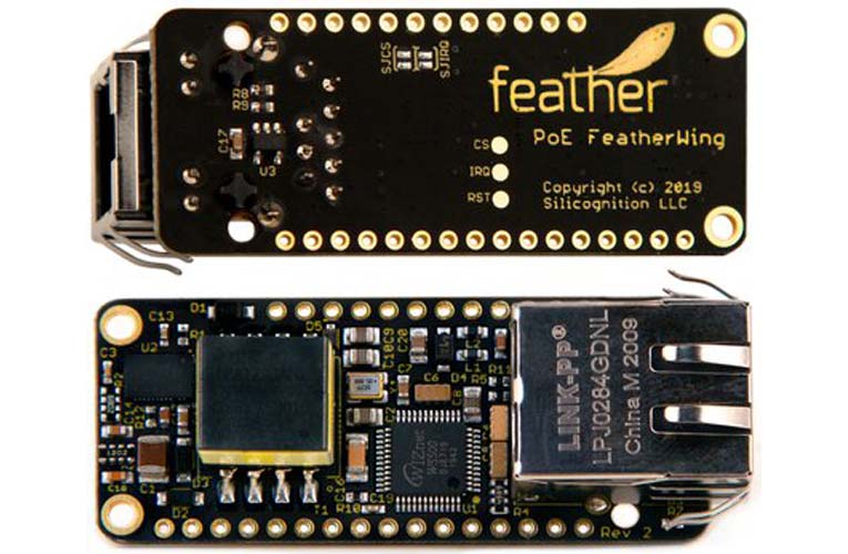 Ethernet FeatherWing with 4 W of PoE power Ethernet FeatherWing with 4 W of PoE power