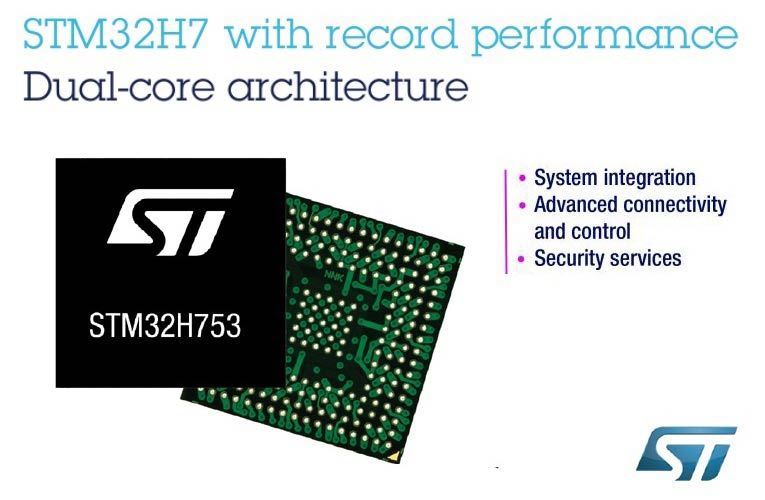 STMicroelectronics STM32H7 Dual core ARM Cortex-M Microcontroller STMicroelectronics STM32H7 Dual core ARM Cortex-M Microcontroller