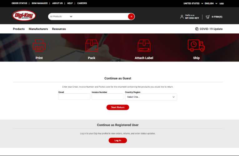 Updated Version of Digi-Key Electronics Online Returns and Order Issues Portal Updated Version of Digi-Key Electronics Online Returns and Order Issues Portal