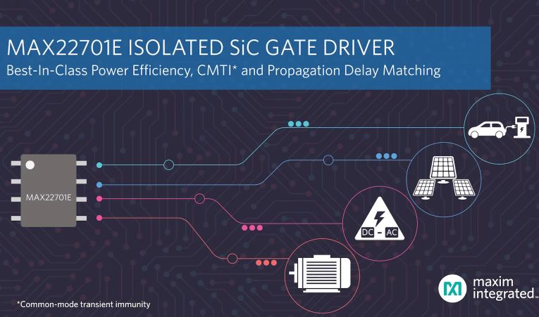 Maxim's Isolated Silicon Carbide Gate Driver Provides Best-in-Class Power Efficiency and Increased System Uptime Maxim's Isolated Silicon Carbide Gate Driver Provides Best-in-Class Power Efficiency and Increased System Uptime