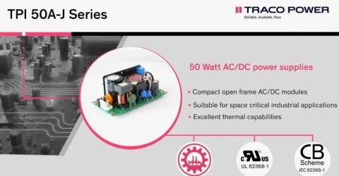 50 Watt AC/DC Open Frame Power Supplies Series